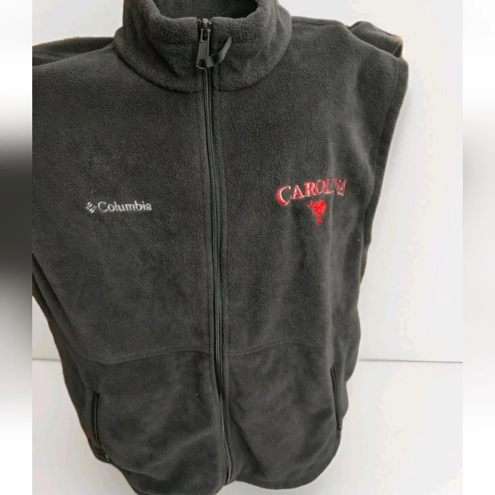 Columbia Dk Gray Full Zip Fleece Vest Lg Personalized Coca Cola South Carolina!